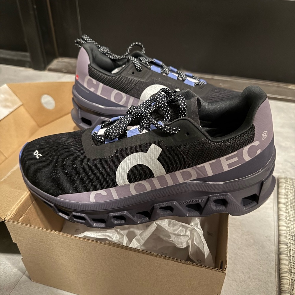 On Running Cloudtec Black and Purple Athletic Shoes